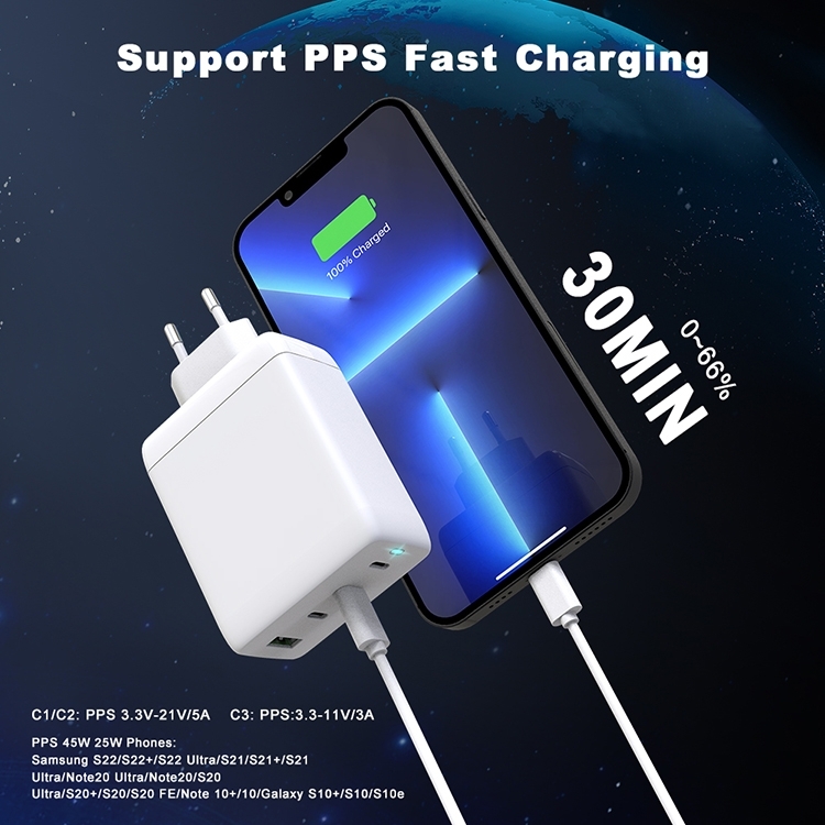 GaN Charger 100W PD Wall Charger 4 Ports (3 TYPE C+1 USB A)